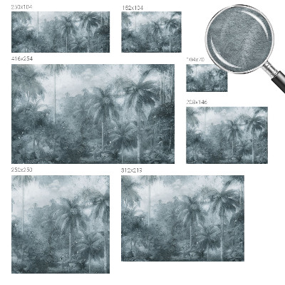 Custom size wall mural with tropical vegetation motif