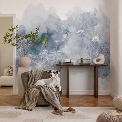 Modern wall mural for bedroom with a flower meadow design