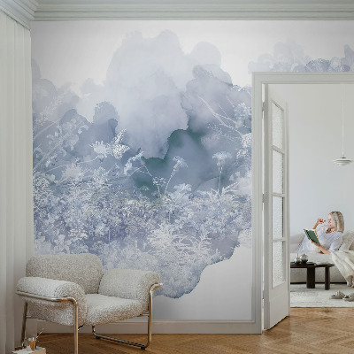 Modern wall mural for bedroom with a flower meadow design