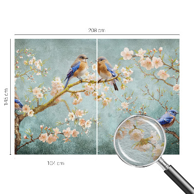 High quality wall mural wallpaper with a spring birds design