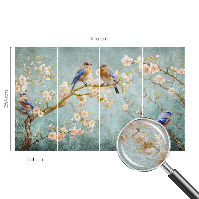 High quality wall mural wallpaper with a spring birds design
