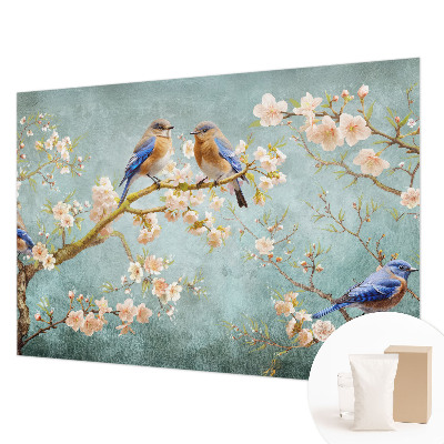 High quality wall mural wallpaper with a spring birds design