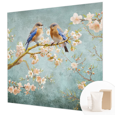 High quality wall mural wallpaper with a spring birds design