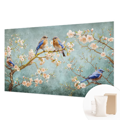 High quality wall mural wallpaper with a spring birds design