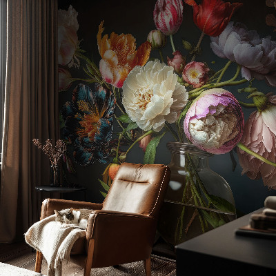 Premium photo wallpaper with a flower bouquet design