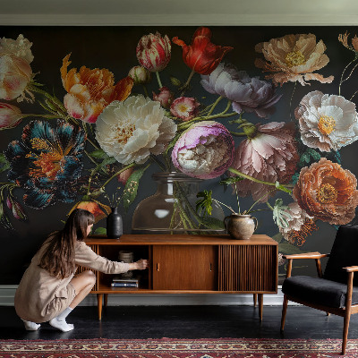 Premium photo wallpaper with a flower bouquet design