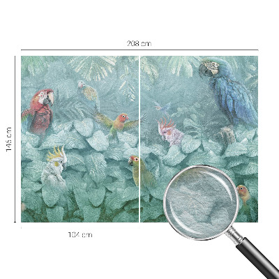 Decorative wall mural for living room featuring exotic birds