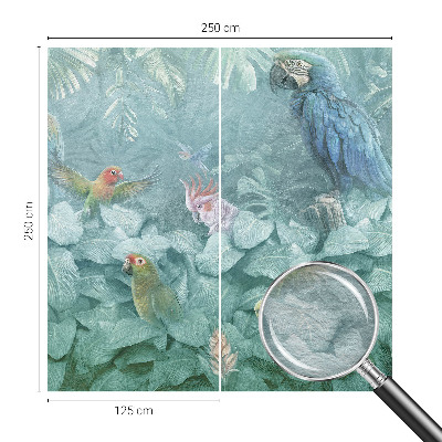 Decorative wall mural for living room featuring exotic birds