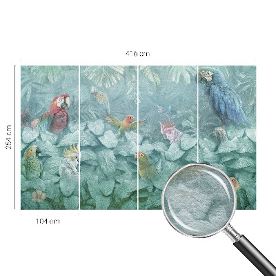 Decorative wall mural for living room featuring exotic birds