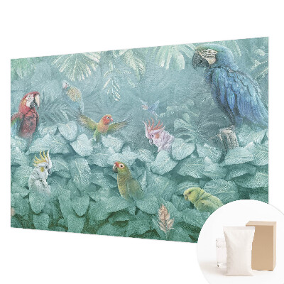 Decorative wall mural for living room featuring exotic birds