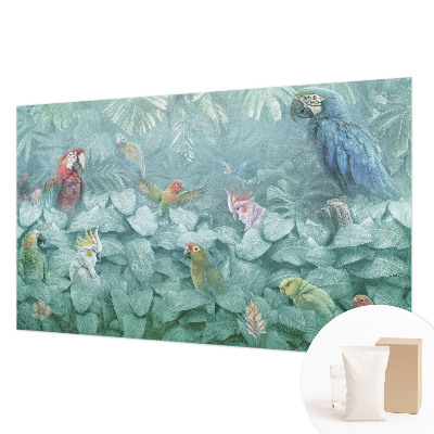 Decorative wall mural for living room featuring exotic birds