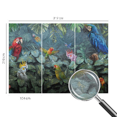Non-woven wall mural with an exotic jungle design