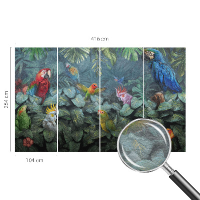 Non-woven wall mural with an exotic jungle design