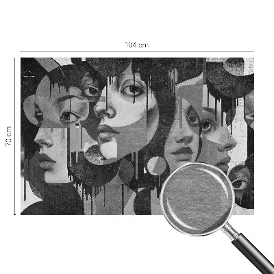 Non-woven photo wallpaper with a design featuring women's faces