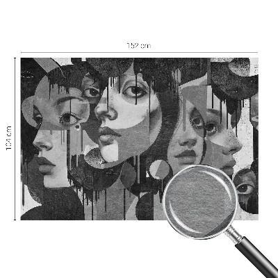 Non-woven photo wallpaper with a design featuring women's faces