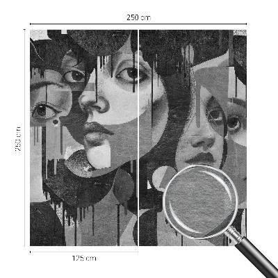 Non-woven photo wallpaper with a design featuring women's faces