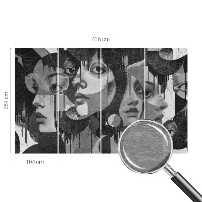 Non-woven photo wallpaper with a design featuring women's faces