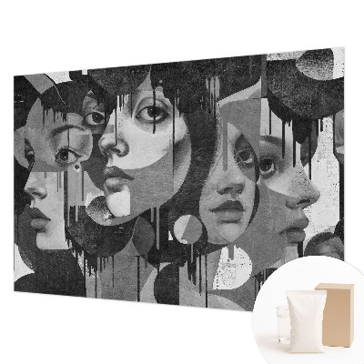 Non-woven photo wallpaper with a design featuring women's faces