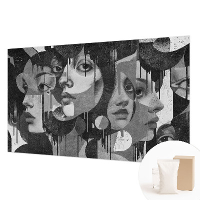 Non-woven photo wallpaper with a design featuring women's faces