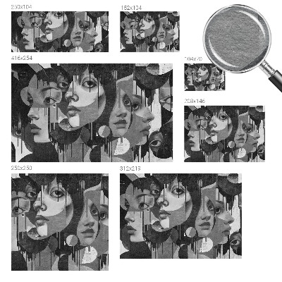 Non-woven photo wallpaper with a design featuring women's faces