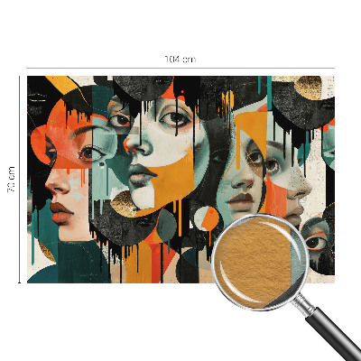 Wall mural with a colorful faces design