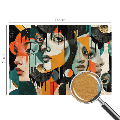 Wall mural with a colorful faces design