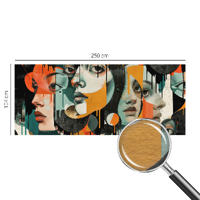 Wall mural with a colorful faces design