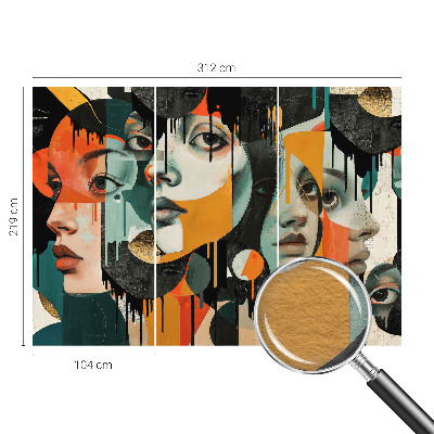 Wall mural with a colorful faces design