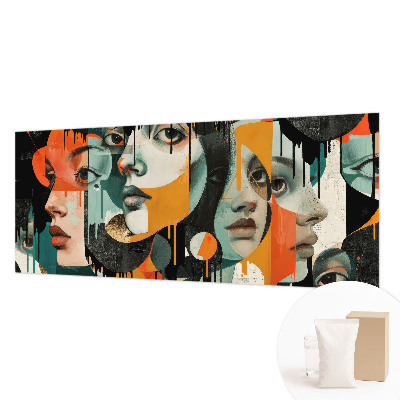 Wall mural with a colorful faces design