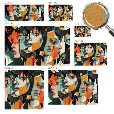 Wall mural with a colorful faces design