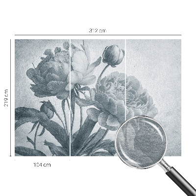 Wall mural for living room with a floral chic design