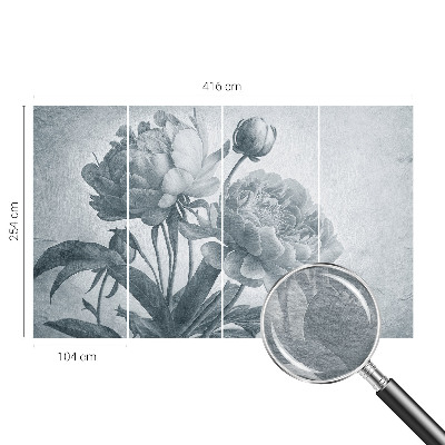 Wall mural for living room with a floral chic design