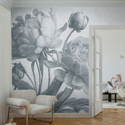 Wall mural for living room with a floral chic design