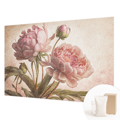 Wall mural for bedroom with a delicate peony motif