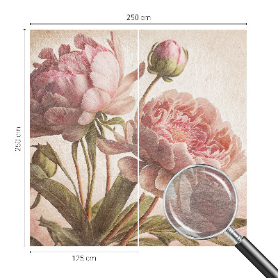Wall mural for bedroom with a delicate peony motif