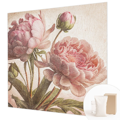 Wall mural for bedroom with a delicate peony motif