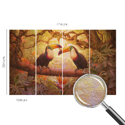 Bedroom wall mural wallpaper with a colorful toucan design