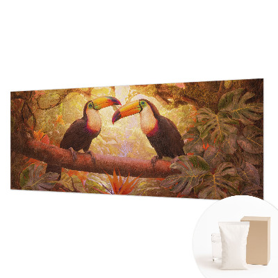 Bedroom wall mural wallpaper with a colorful toucan design