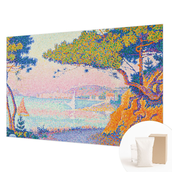 Large wall mural wallpaper with a colorful landscape design