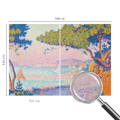 Large wall mural wallpaper with a colorful landscape design