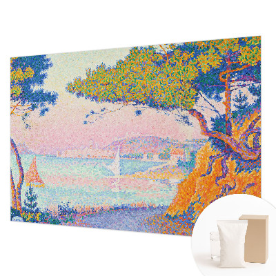 Large wall mural wallpaper with a colorful landscape design