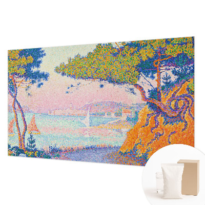 Large wall mural wallpaper with a colorful landscape design