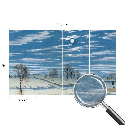 Modern wall mural with a winter landscape design