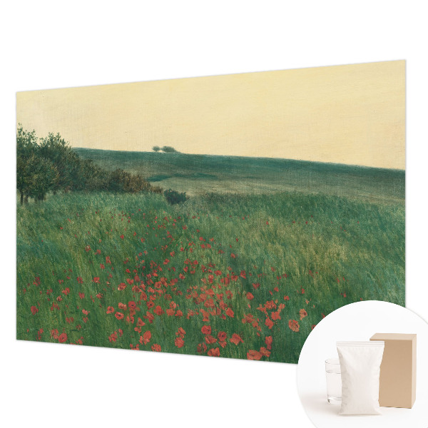 Modern wall mural for bedroom with a poppy fields design