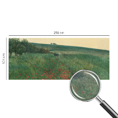 Modern wall mural for bedroom with a poppy fields design