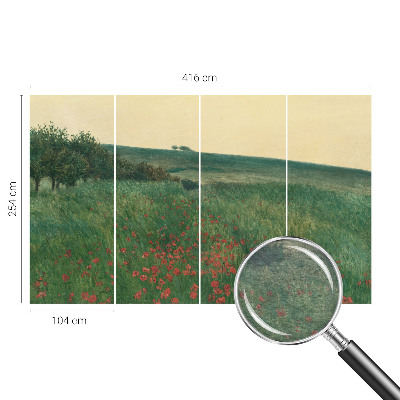 Modern wall mural for bedroom with a poppy fields design