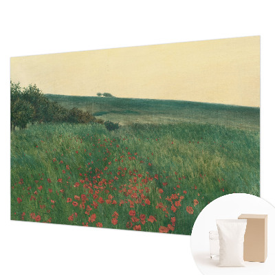 Modern wall mural for bedroom with a poppy fields design
