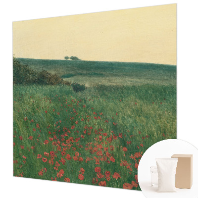 Modern wall mural for bedroom with a poppy fields design