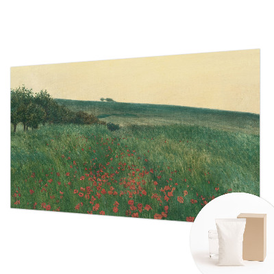 Modern wall mural for bedroom with a poppy fields design