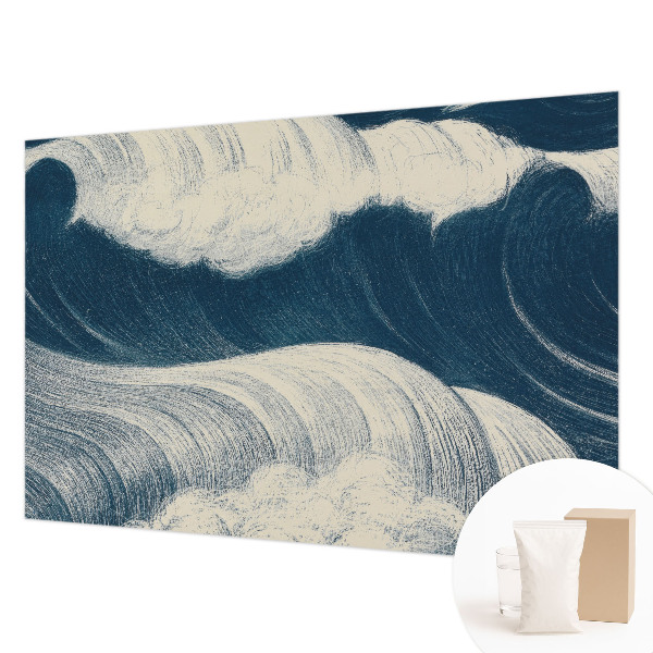 Modern wall mural for living room with a sea waves design